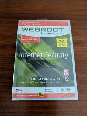 Webroot SecureAnywhere Internet Security 3 Devices New Sealed